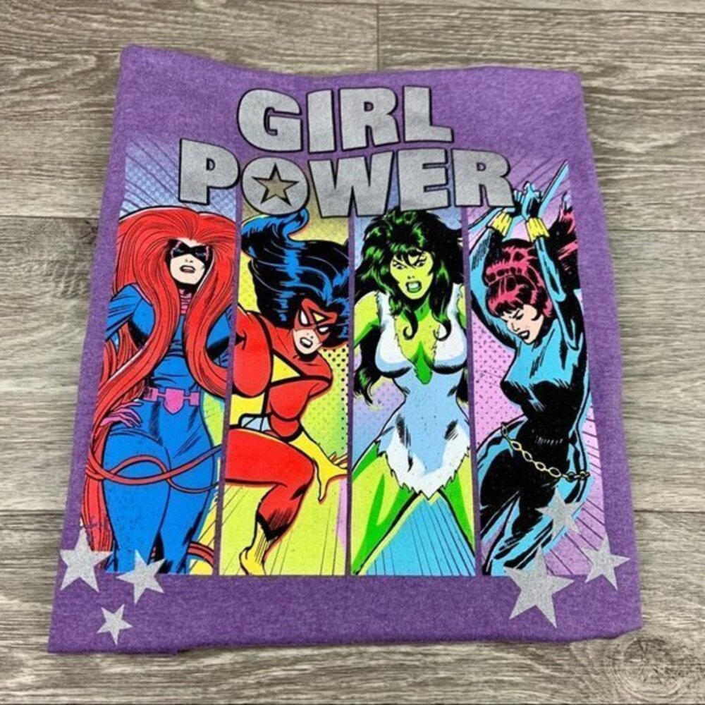 Purple Disney Girl Power Superhero vneck